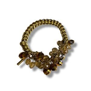 Kenneth Cole Stretch Bracelet Goldtone Iridescent Beads Chunky